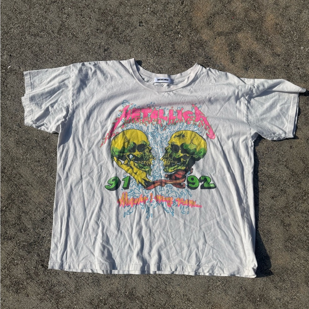 Daydreamer Cream Graphic Tee with Pink and Blue Accents